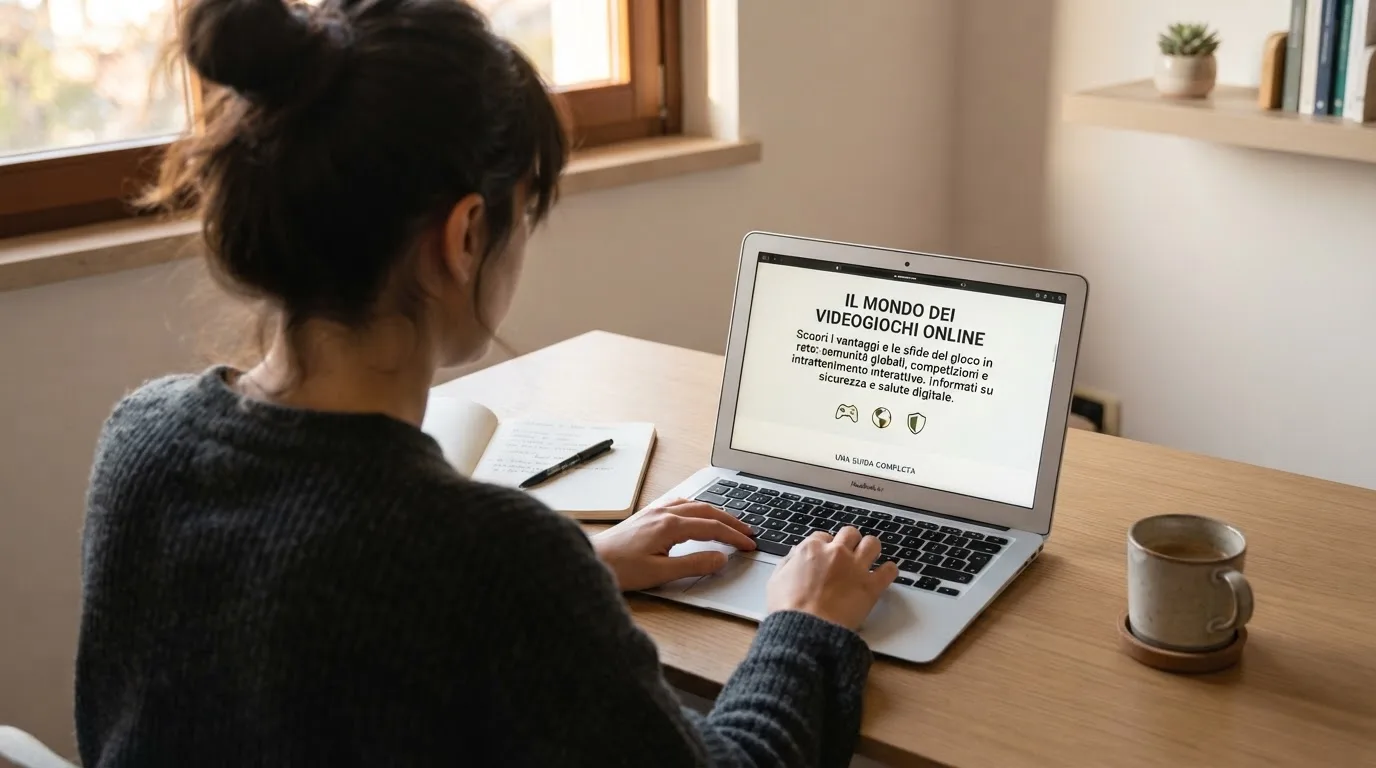 Persona davanti a un portatile che legge una pagina informativa sul gioco online in Italia — casino metodi di pagamento italia